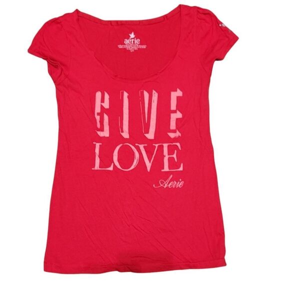 Aerie Red Casual Tee - Picture 1 of 4